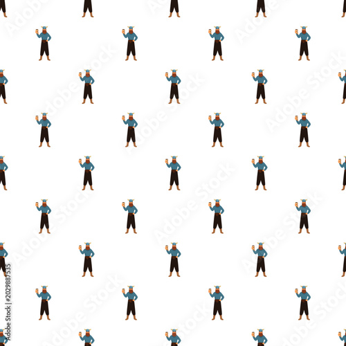 Foto Viking warrior characters populate a repeating pattern, holding mugs of ale or c