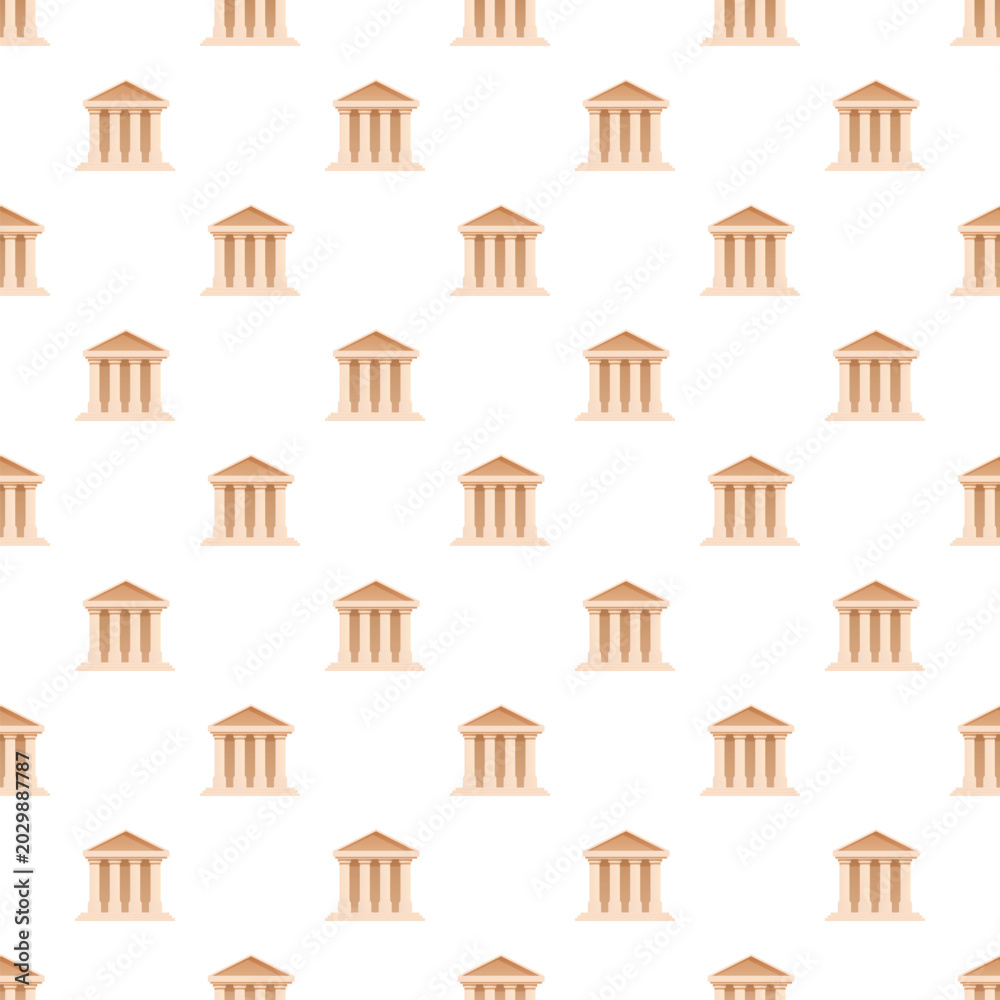 Fototapeta premium Ancient greek temple icon pattern repeating over a white background