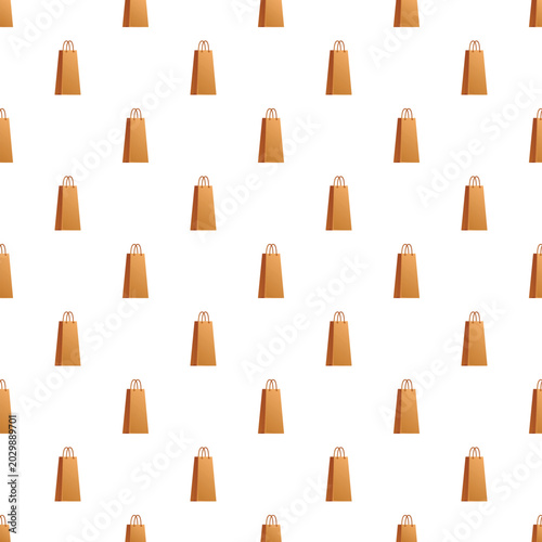 Bild auf Leinwand Brown paper shopping bags creating a repetitive seamless pattern on a white back