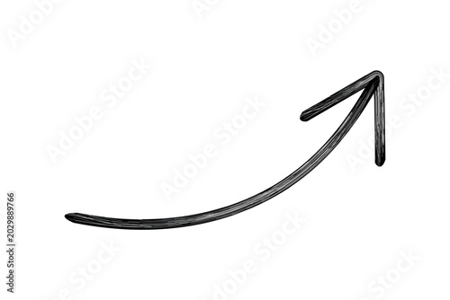 Continuous one line drawing of curved upward arrow minimalist financial progress concept