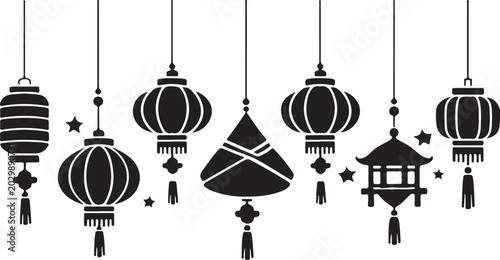 lanterns hanging silhouette