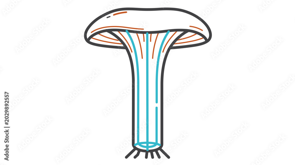 Obraz premium Magic mushroom vector icon with editable stroke and adjustable line weight. Colorful fantasy fungus illustration for gaming and alchemy, customizable stroke weight thin line art on white background.