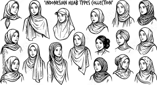 Tableau sur toile Indonesian Hijab Types Collection