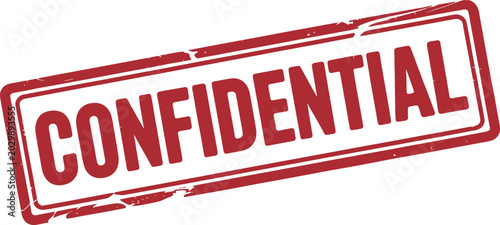 Confidential, stamp icon, distressed top secret seal for secure documents classified information and security warning design.