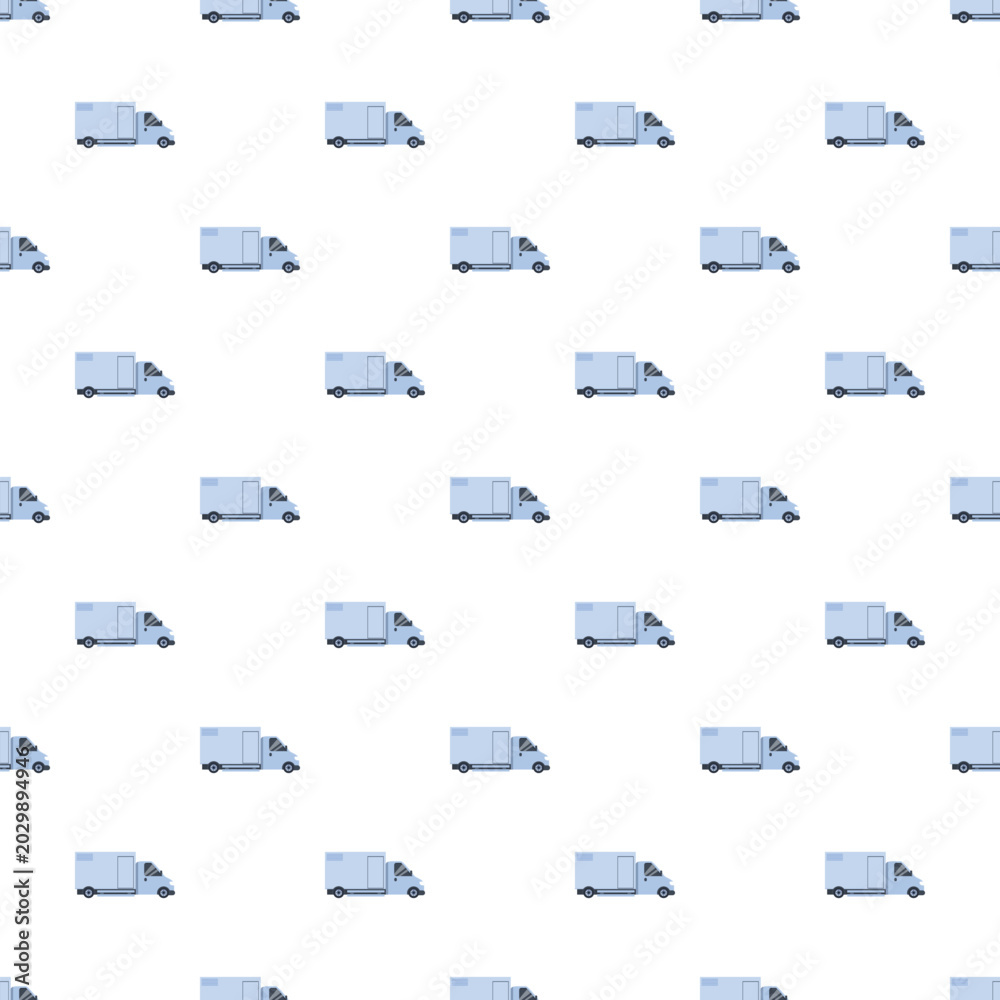Fototapeta premium Delivery trucks creating a seamless pattern for commercial transportation concepts