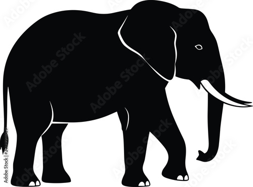 Photography Elephant Silhouette Illustration Large African Wildlife Animal with Tusks Walkin