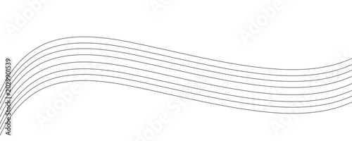 Foto Abstract black and white curved parallel lines wave design element isolated on a
