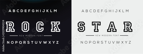 Bilde på lerret Vector of Modern Alphabet Letters and numbers, Parallel lines stylized rounded f