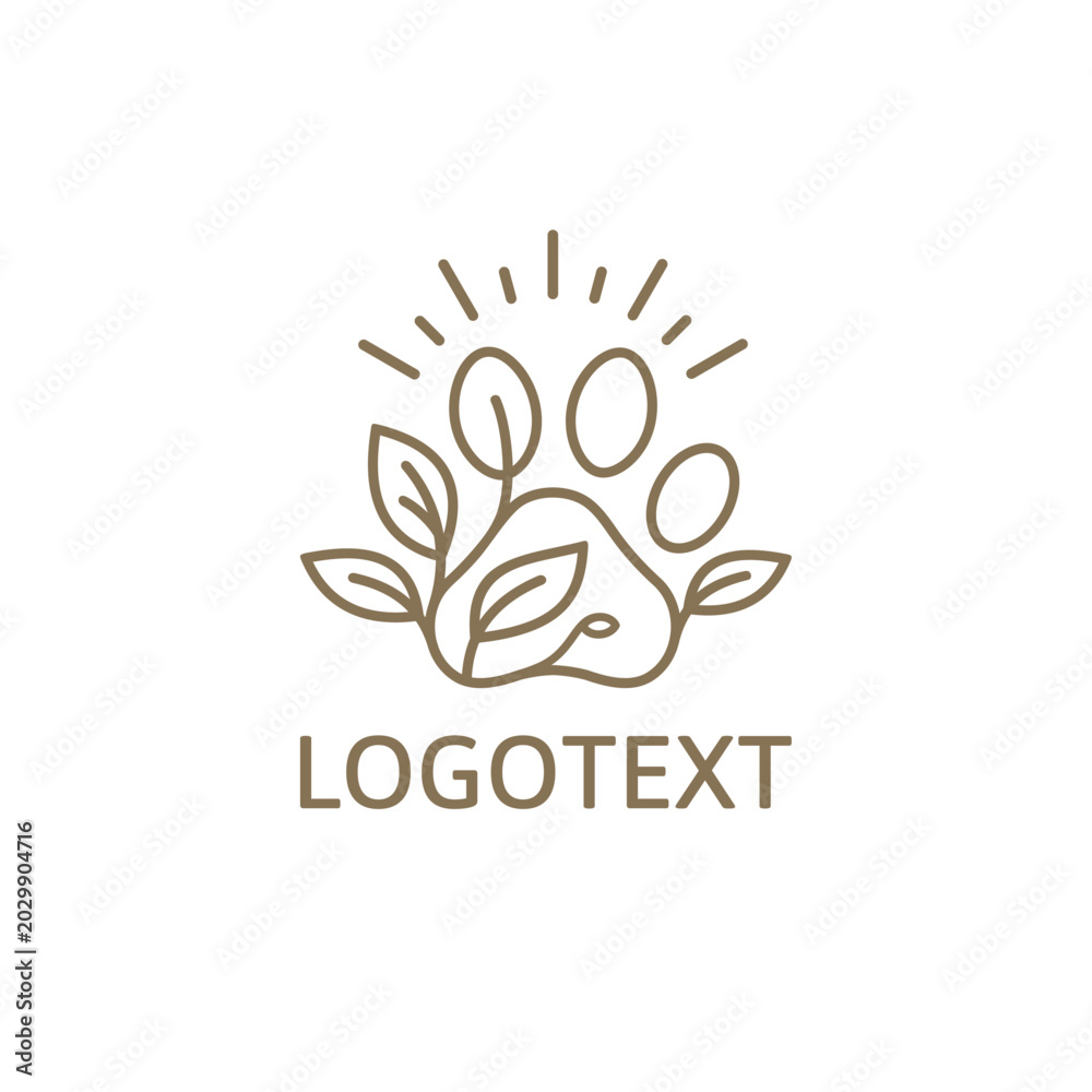 Obraz premium Simple Dog Paw and Leaves Logo vector design
