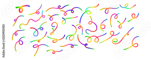 Εκτύπωση καμβά Set of colorful rainbow gradient ribbon swirls isolated on white background