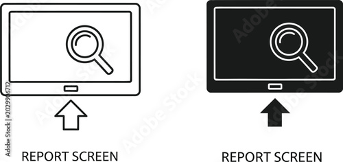 Canvastavla Report screen icons with magnifying glass