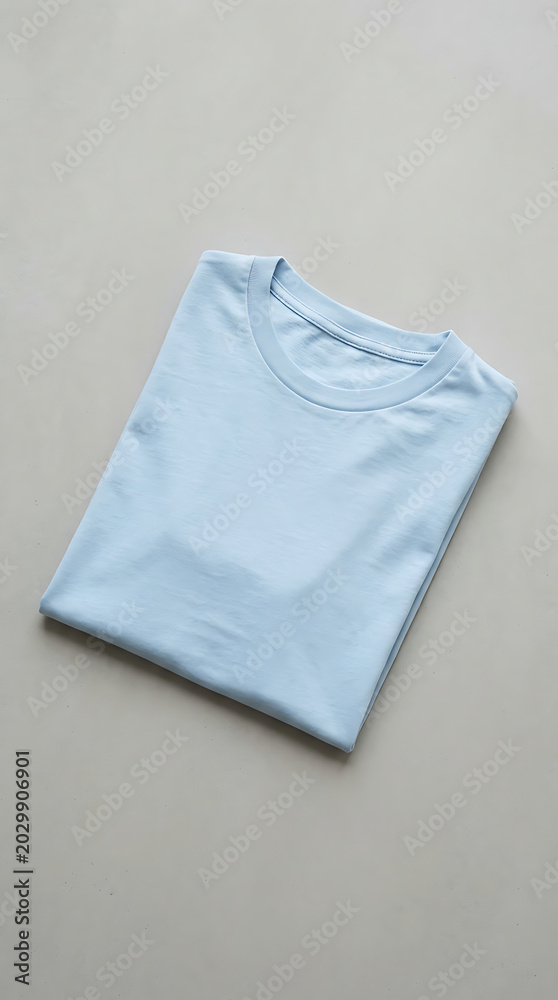 Fototapeta premium Folded light blue t shirt illustration