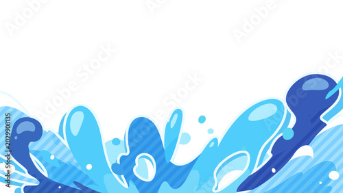 ポップな水のエフェクトの背景イラスト_16:9