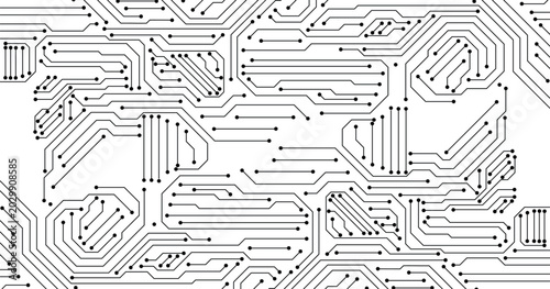 Vászonkép White Circuit Board Background with Modern Tech Chip Line Pattern, Ideal for Technology, Semiconductor, and Digital Themes