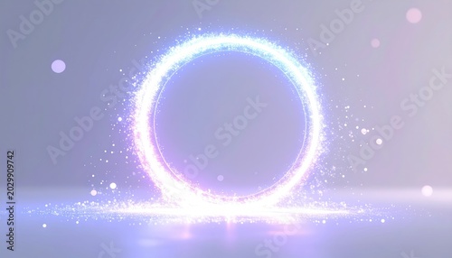 Glowing ring of light, shimmering particles, and ethereal glow