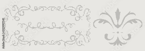 Vector design element of classic baroque ornaments with elegant scrollwork, medieval details.