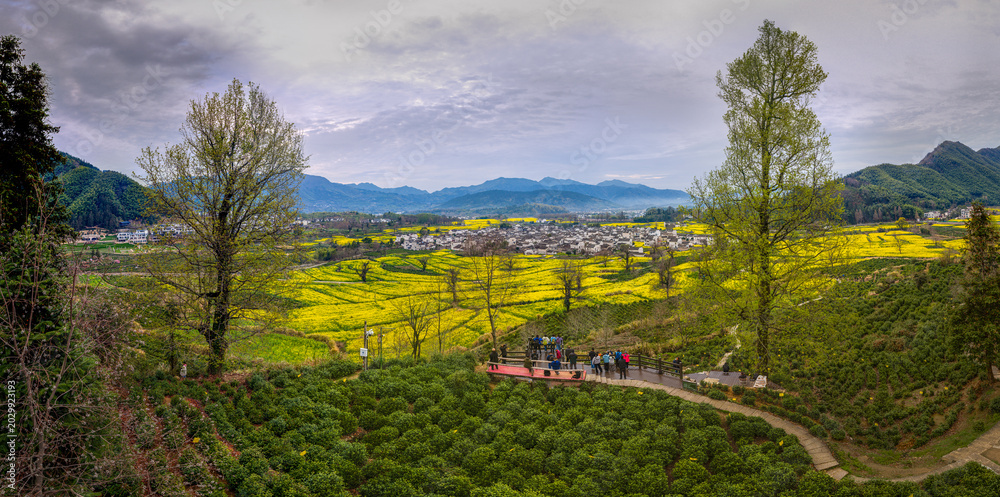 Obraz premium Aerial View of Lu Village, Yixian County, Anhui Province, China.