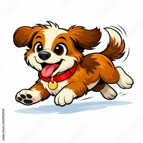 Cute Cartoon Puppy Running