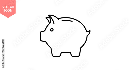 Fotografia Piggy Bank Icon - Simple Line Drawing for Savings and Finance