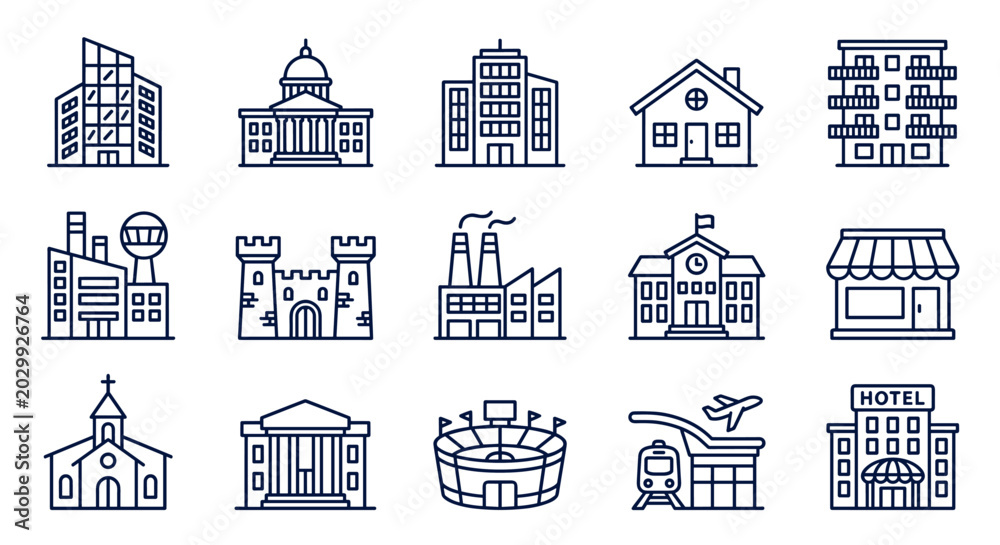 Fototapeta premium Logistics and Global Cargo Delivery Line Icons Set. Supply Chain Management, Shipping, and Courier Service Vectors.