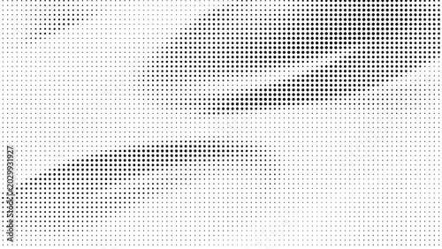 Abstract black halftone dots pattern background with a diagonal curve