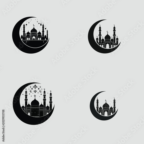 Mosque and Crescent Moon Elements Collection
