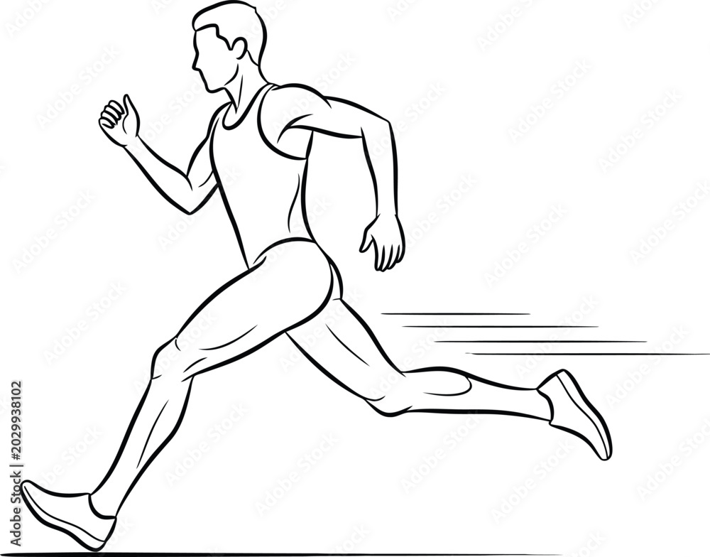 Obraz premium Man running in athletic stance