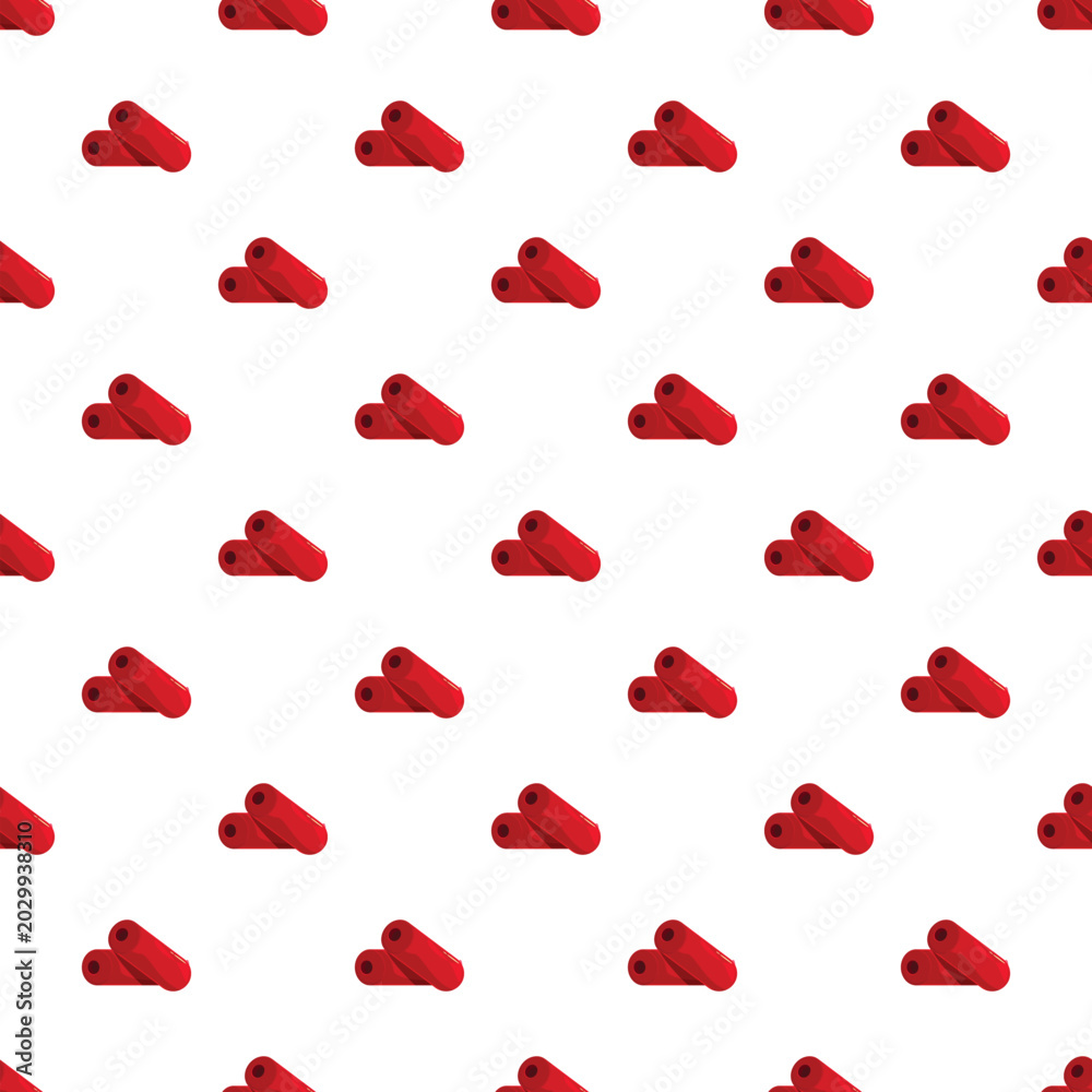 Fototapeta premium Red cinnamon sticks forming a decorative repeating pattern on a white background