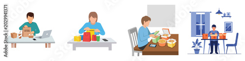 Tableau sur toile Engaged individuals diligently packaging products and fulfilling customer orders