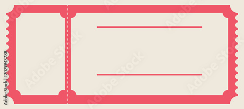 Cuadro en lienzo Blank vintage ticket stub with perforated line, vector illustration of a retro a