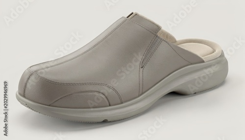 Crafting a backless mule slipper with a closed toe design highlighting the stable forefoot construction for enhanced comfort and everyday wear.