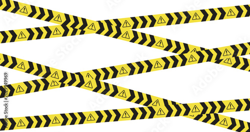 Tableau sur toile Caution Hazard Tape Collection with Yellow and Black Safety Stripes, Warning Bar