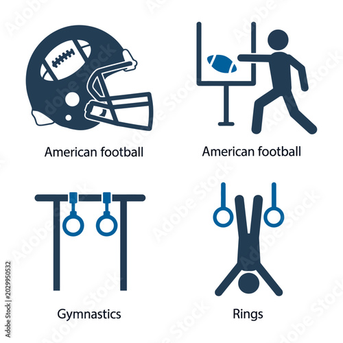 Fotografie Vector of various sports equipment and activities in a modern style
