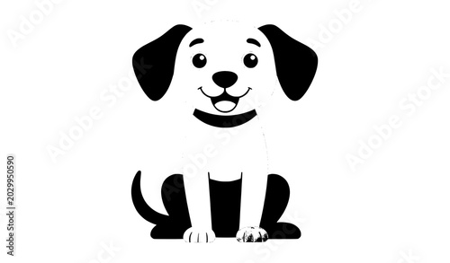 Fotografie Cute Cheerful Brown Puppy Cartoon Vector with Wagging Tail and Happy Expression