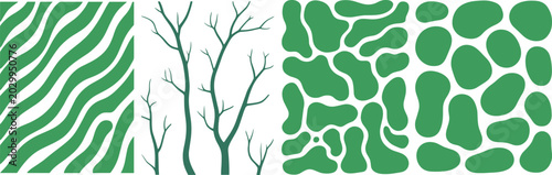 Valokuva Three distinct green and white abstract graphic patterns