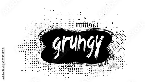 Abstract ink splatter element with halftone dot pattern. Black grunge spray paint marks and textured brush stoke halftone patterns vector banner illustrations on white background