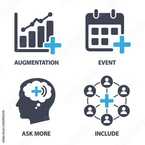Foto Vector illustrating concepts of augmentation, events, inclusion and asking more