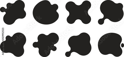 Foto Abstract black blob and liquid fluid organic shapes silhouette vector icon set f