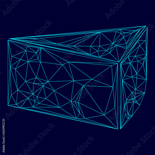 Εκτύπωση καμβά Piece of cake low poly triangulation triangulated polygonal electric cyan blue v