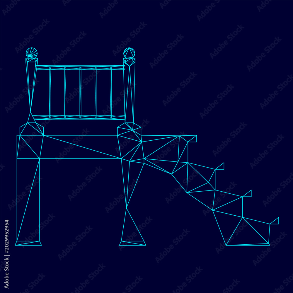 Behang Porch low poly triangulation triangulated polygonal electric cyan blue vibrant a
