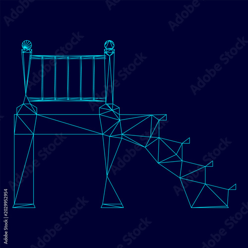 Canvastavla Porch low poly triangulation triangulated polygonal electric cyan blue vibrant a