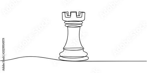 Quadro su tela Black bishop versus white one line drawing vector illustration chess game concep