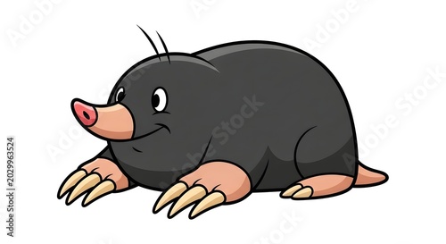 Cartoon Mole Animal Illustration for Kids.