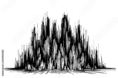 abstract futuristic skyscraper abstract primitive horror line black sketch high-rise building landscape