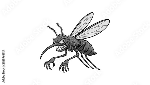 Tableau sur toile Mosquito insect flying with long proboscis
