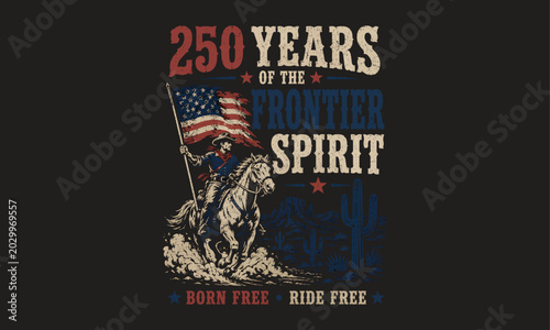 Fotografie Vintage American Patriotism Poster with Eagle and Flag Celebrating 250 Years of