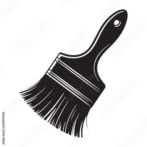 Paint brush silhouette in black against a white background silhouette