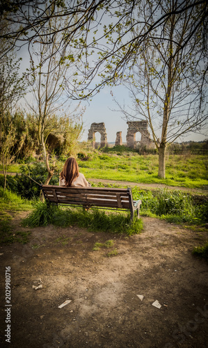 woman sitting on a bench