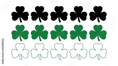 Schilderij op canvas shamrock silhouettes in black green and white