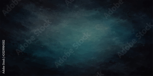 Billede på lærred An abstract blue background blends with a dark, stormy sky of clouds and ocean m
